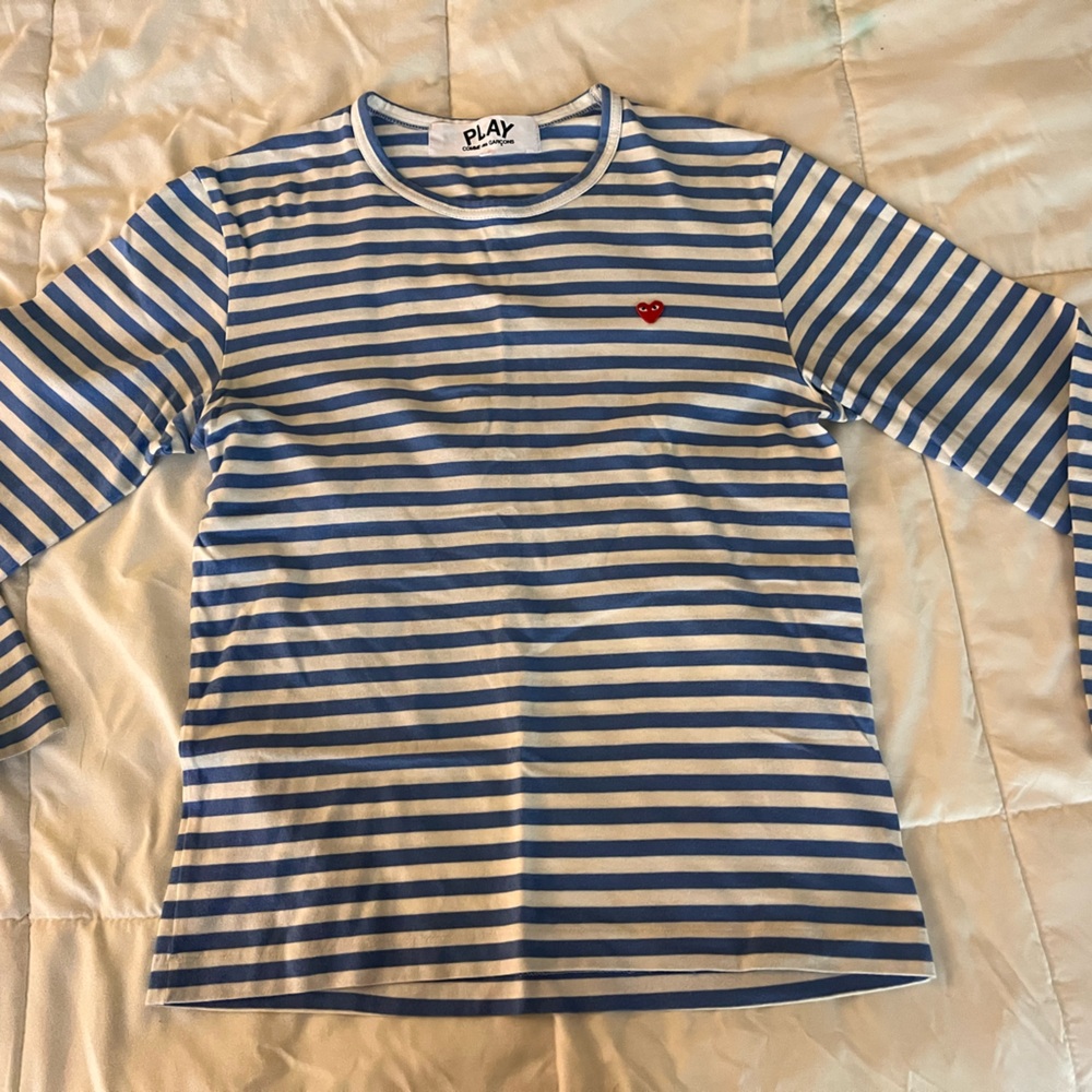 Comme Des garçon White & Light Blue Baseball Shirt - S